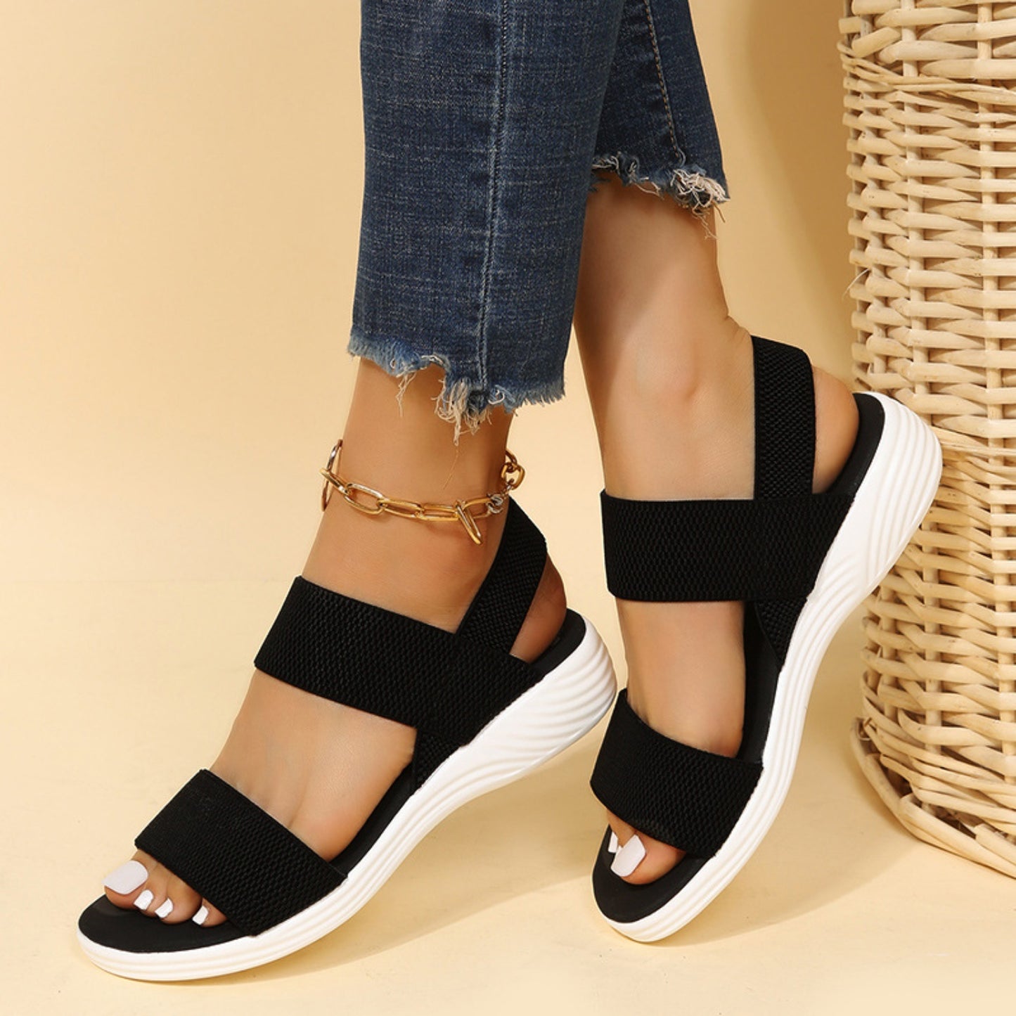 Women's Rubber Open Toe Low Heel Sandals