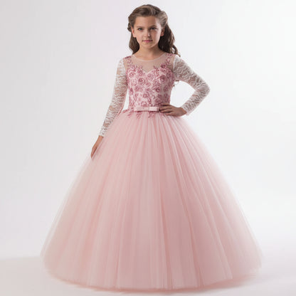 Kids Long Flower Girl Dress Dress by Baby Joy