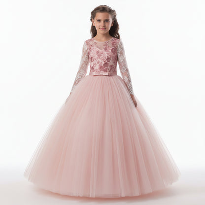 Kids Long Flower Girl Dress Dress by Baby Joy