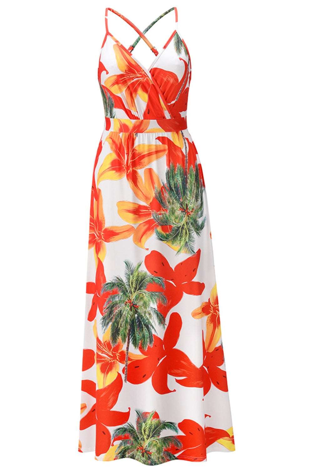 Crisscross Printed Surplice Cami Maxi Dress