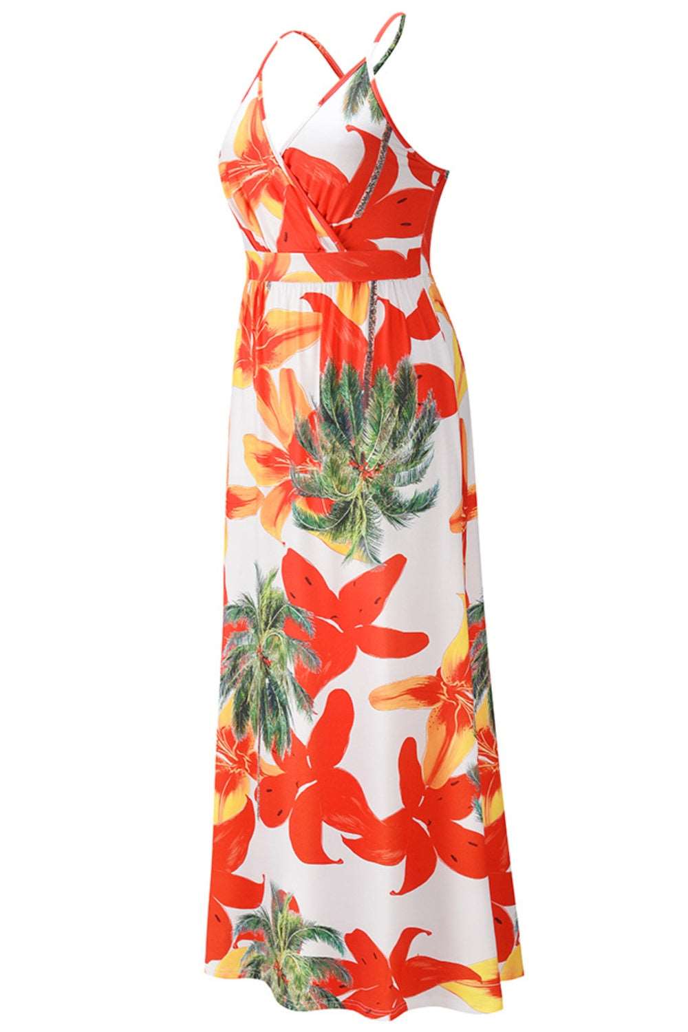 Crisscross Printed Surplice Cami Maxi Dress