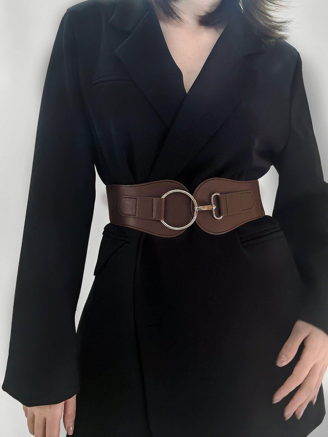 Women's PU Elastic Wide Belt