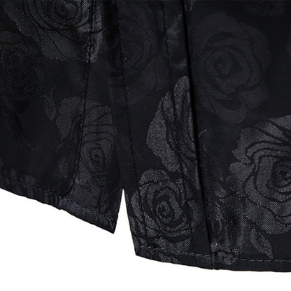 Men's Rose Jacquard Long Sleeve Shirt | Slim Fit Floral Button-Down Dress Shirt