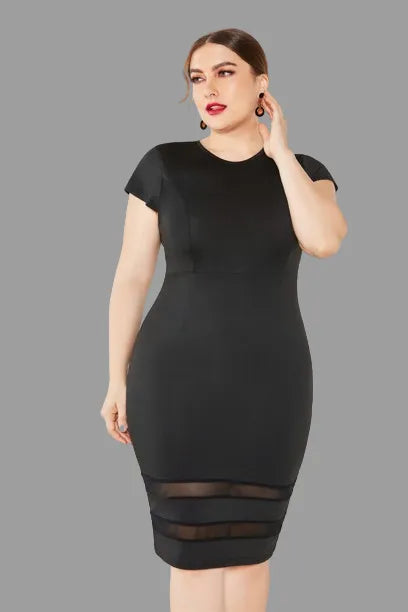 Robe Midi Détail Maille de Grande Taille