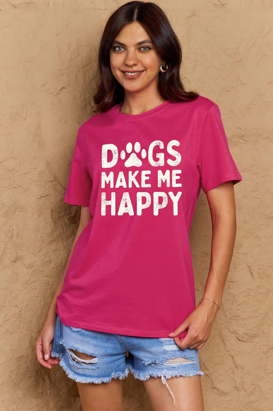 Simply Love - Women's DOGS MAKE ME HAPPY Graphic Cotton T-Shirt