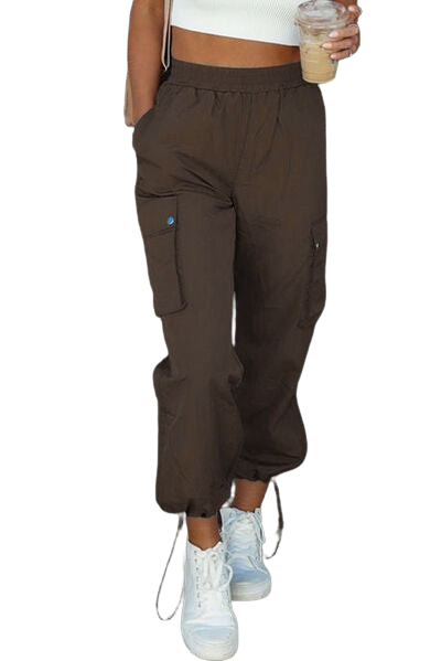 Women's Drawstring Elastic Waist Pants with Pockets