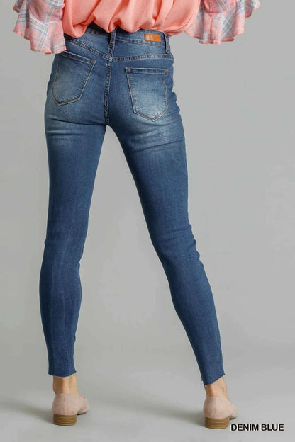 Umgee Distressed Skinny Jeans – High-Rise Stretch Denim with Pockets