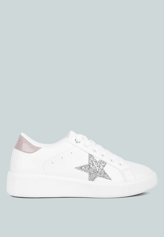 Starry Glitter Star Detail Sneakers by London Rag