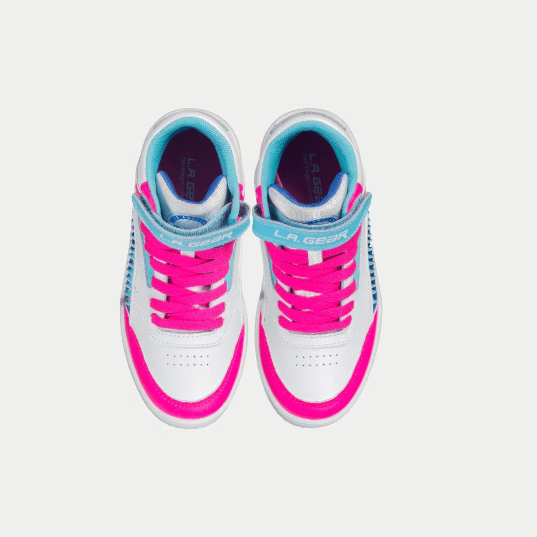 LA Gear Kids' Flame Hightop | White x Pink x Blue White x Pink x Blue