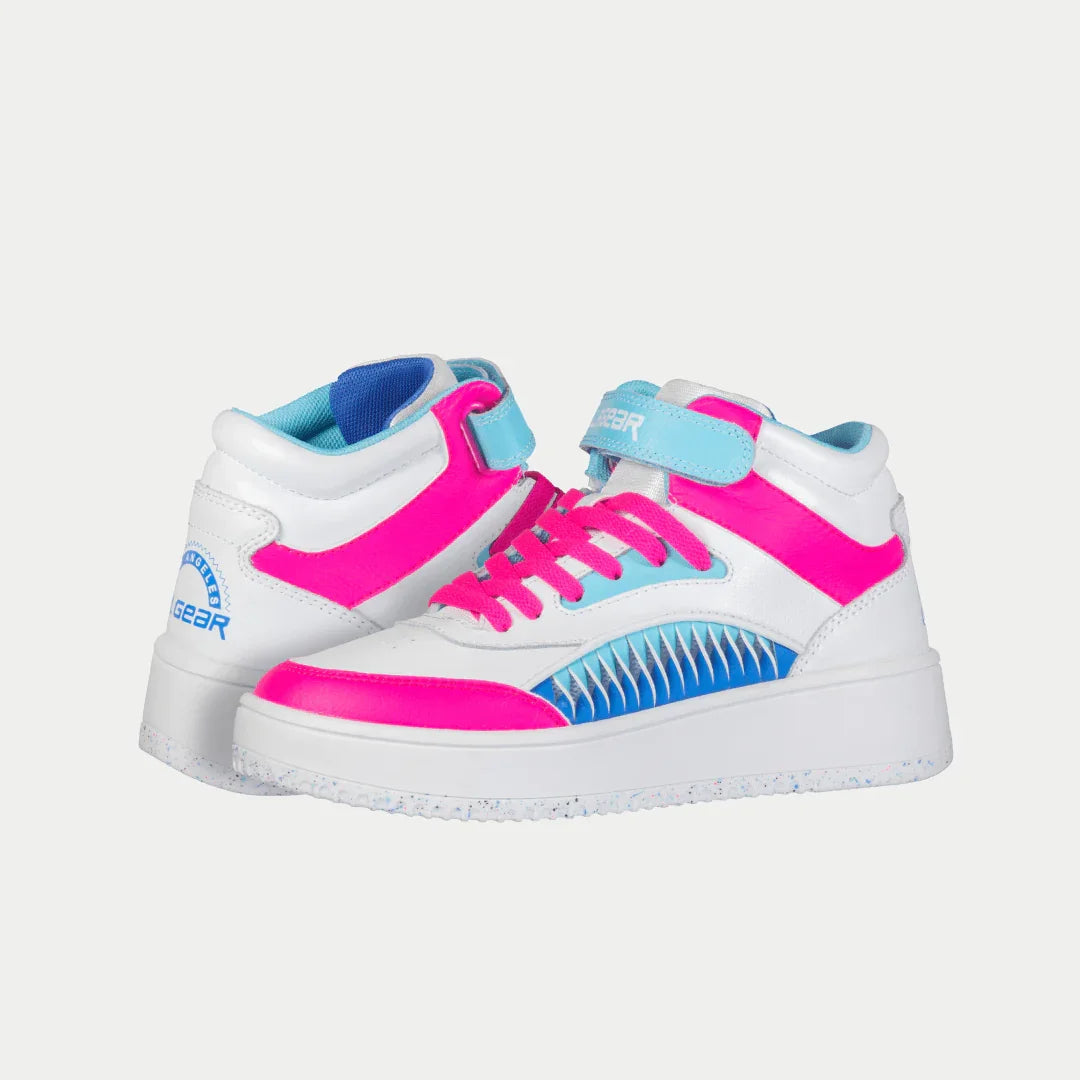LA Gear Kids' Flame Hightop | White x Pink x Blue White x Pink x Blue