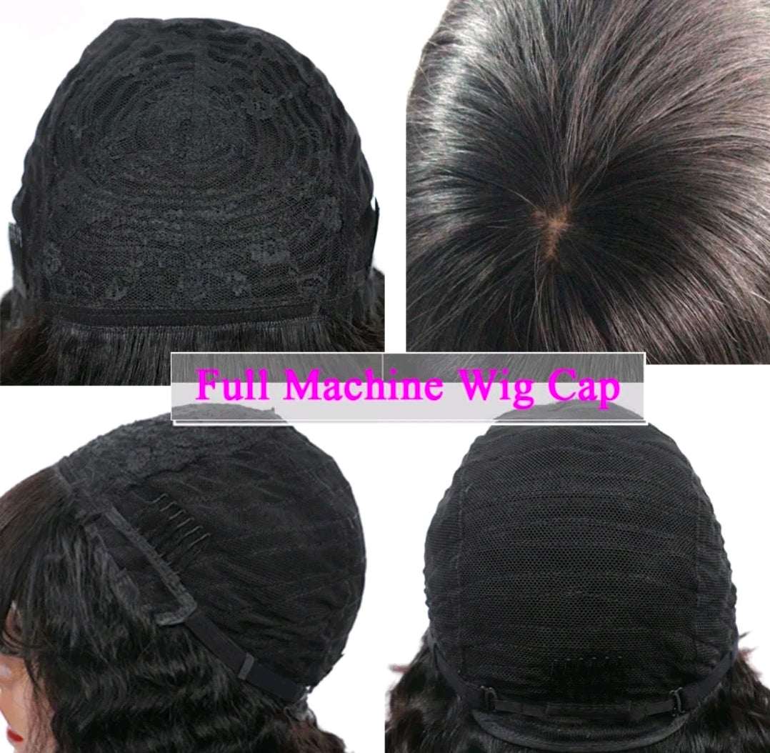 Unprocessed Brazilian Hair Wig – 10 Inch, Natural Black, Adjustable Cap