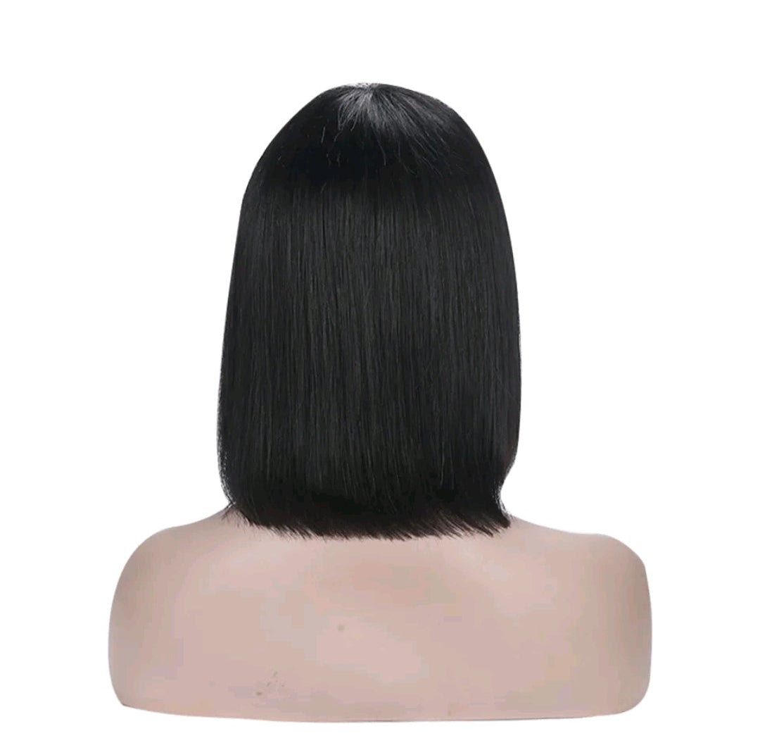 Unprocessed Brazilian Hair Wig – 10 Inch, Natural Black, Adjustable Cap