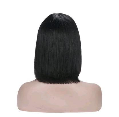 Unprocessed Brazilian Hair Wig – 10 Inch, Natural Black, Adjustable Cap
