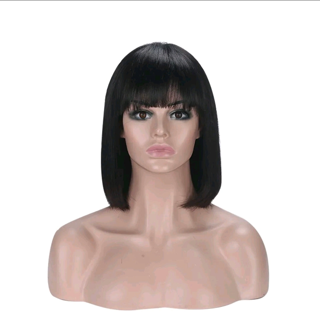 Unprocessed Brazilian Hair Wig – 10 Inch, Natural Black, Adjustable Cap Black 10inch