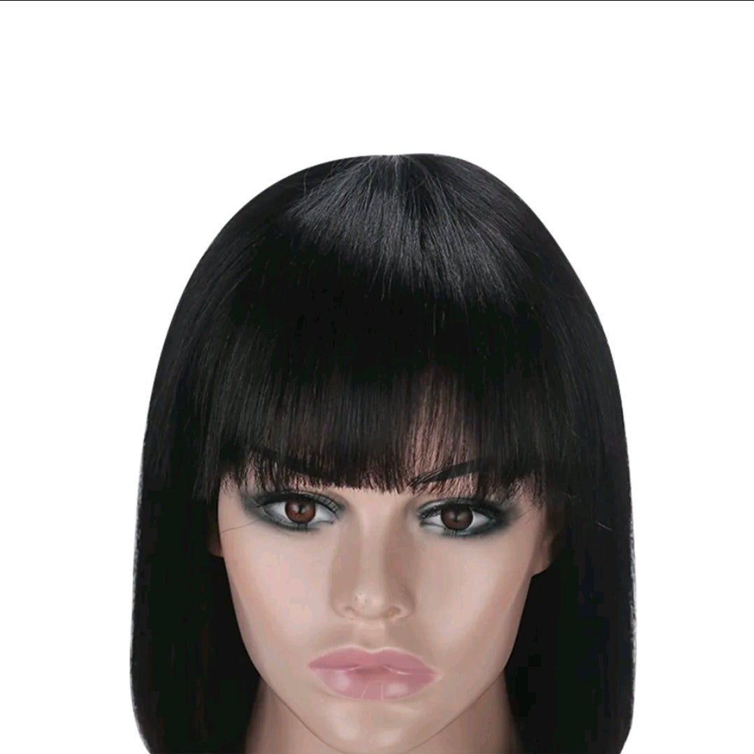Unprocessed Brazilian Hair Wig – 10 Inch, Natural Black, Adjustable Cap