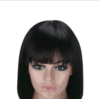 Unprocessed Brazilian Hair Wig – 10 Inch, Natural Black, Adjustable Cap