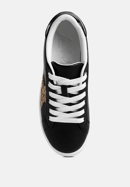 Starry Glitter Star Detail Sneakers by London Rag