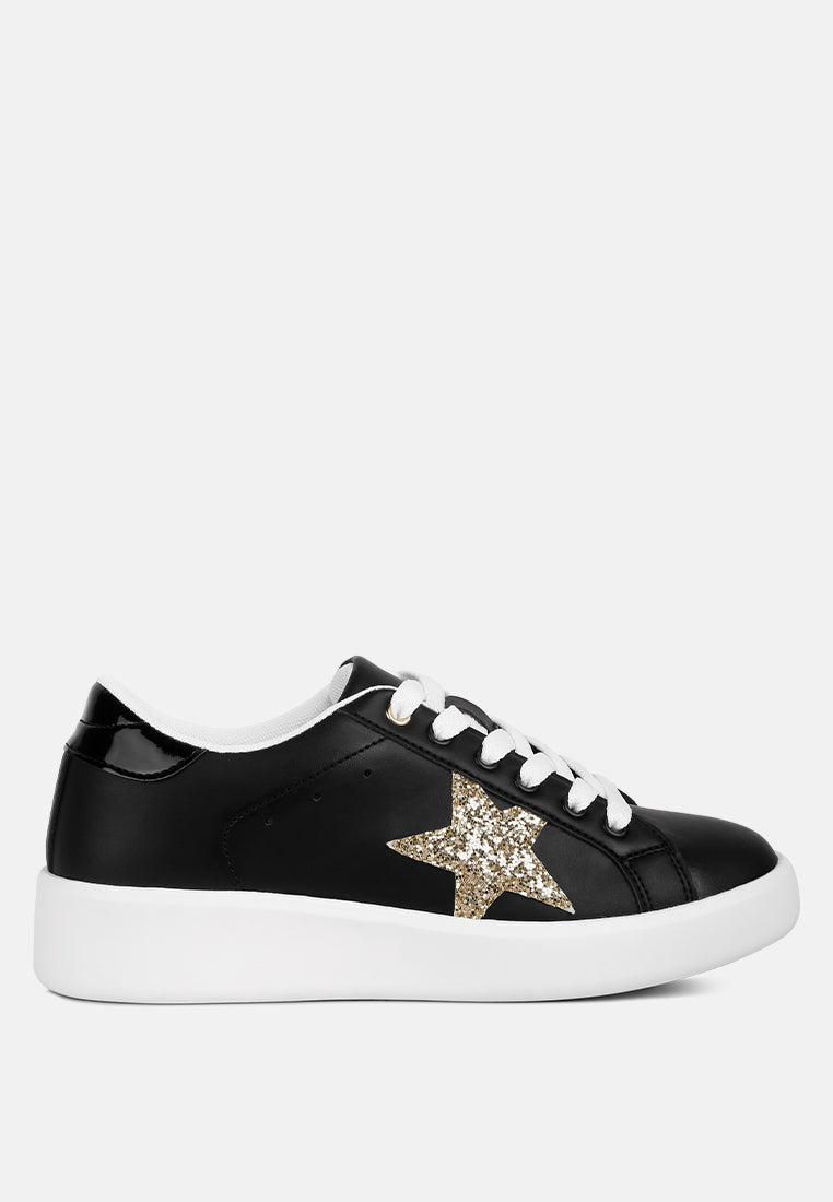 Starry Glitter Star Detail Sneakers by London Rag