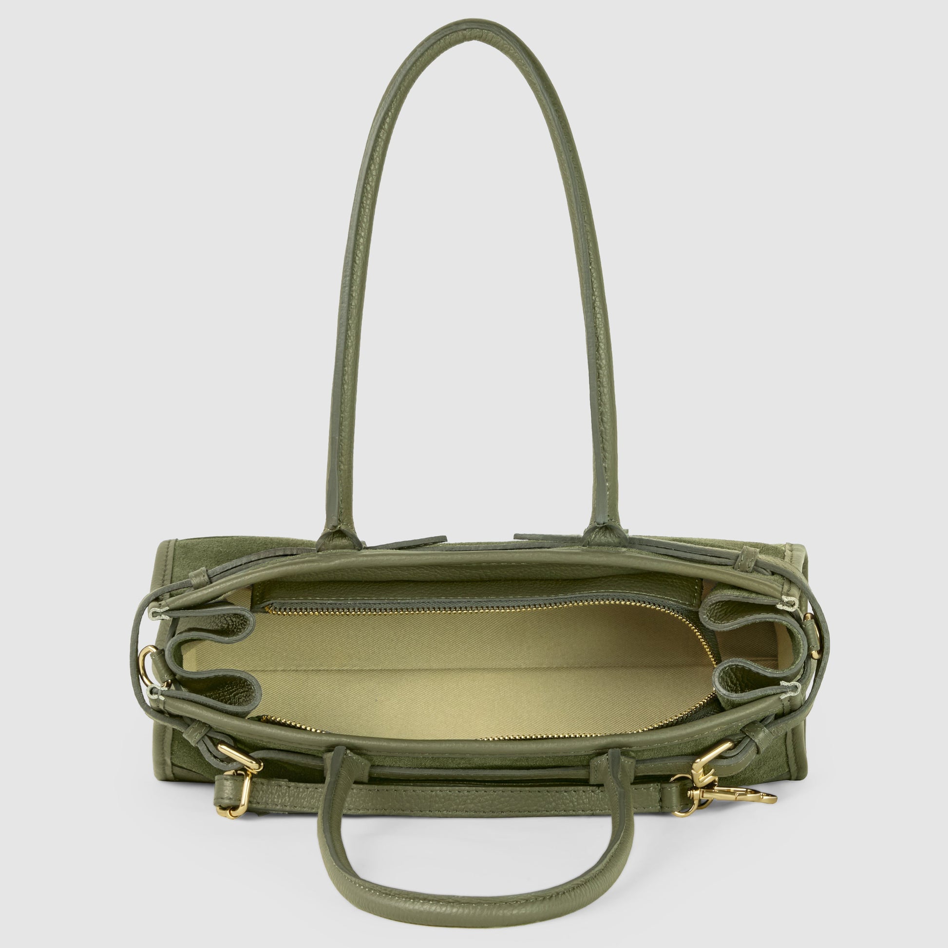 TAKEASY Italian Suede & Calf Leather Shoulder Bag | Structured Crossbody — Dark Grey, Beige, Olive & Grey