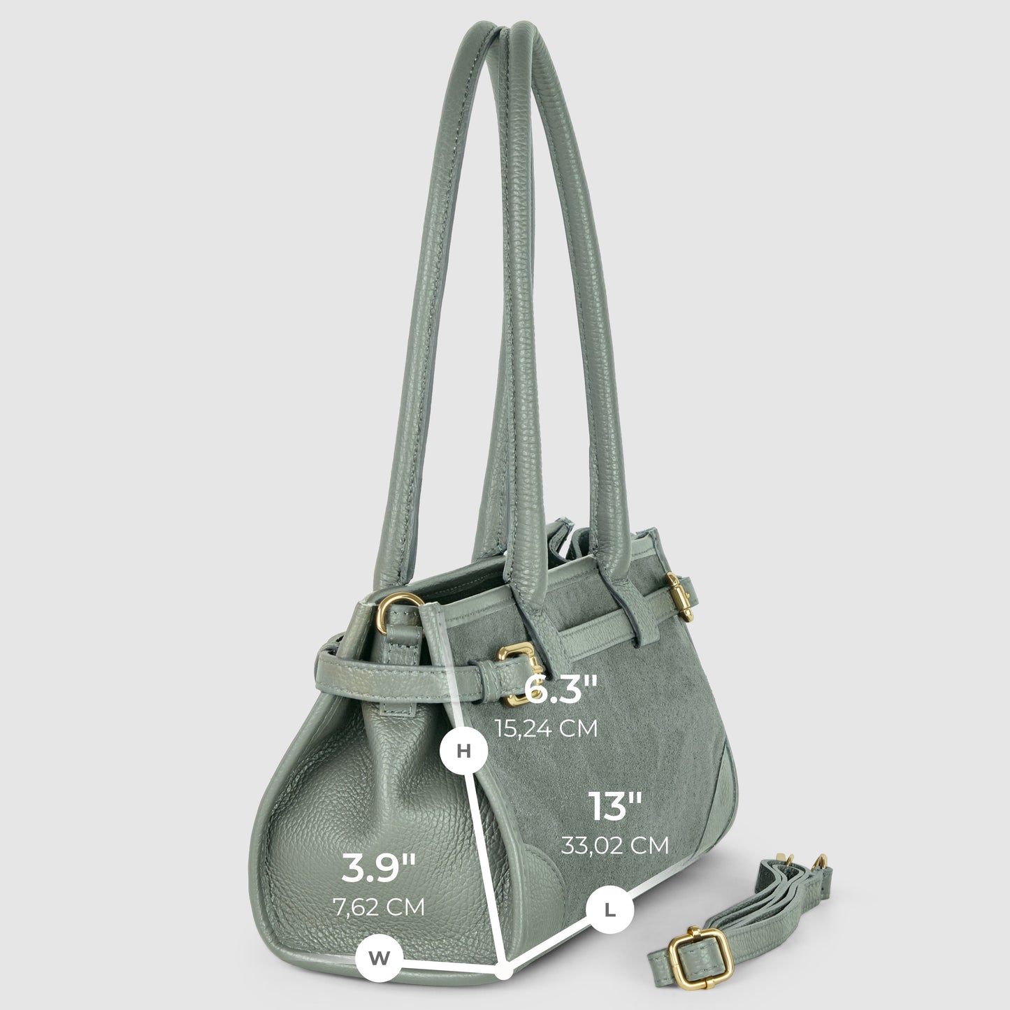 TAKEASY Italian Suede & Calf Leather Shoulder Bag | Structured Crossbody — Dark Grey, Beige, Olive & Grey