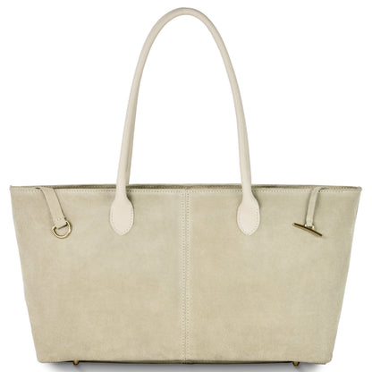 Italian Genuine Suede Tote Bag 242235 Beige Suede
