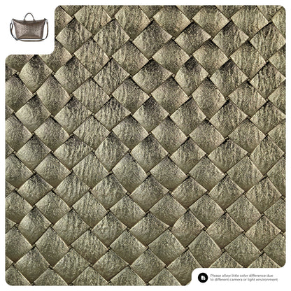 Italian Genuine Weave Metallic Suede Top-Handle Bag 112334