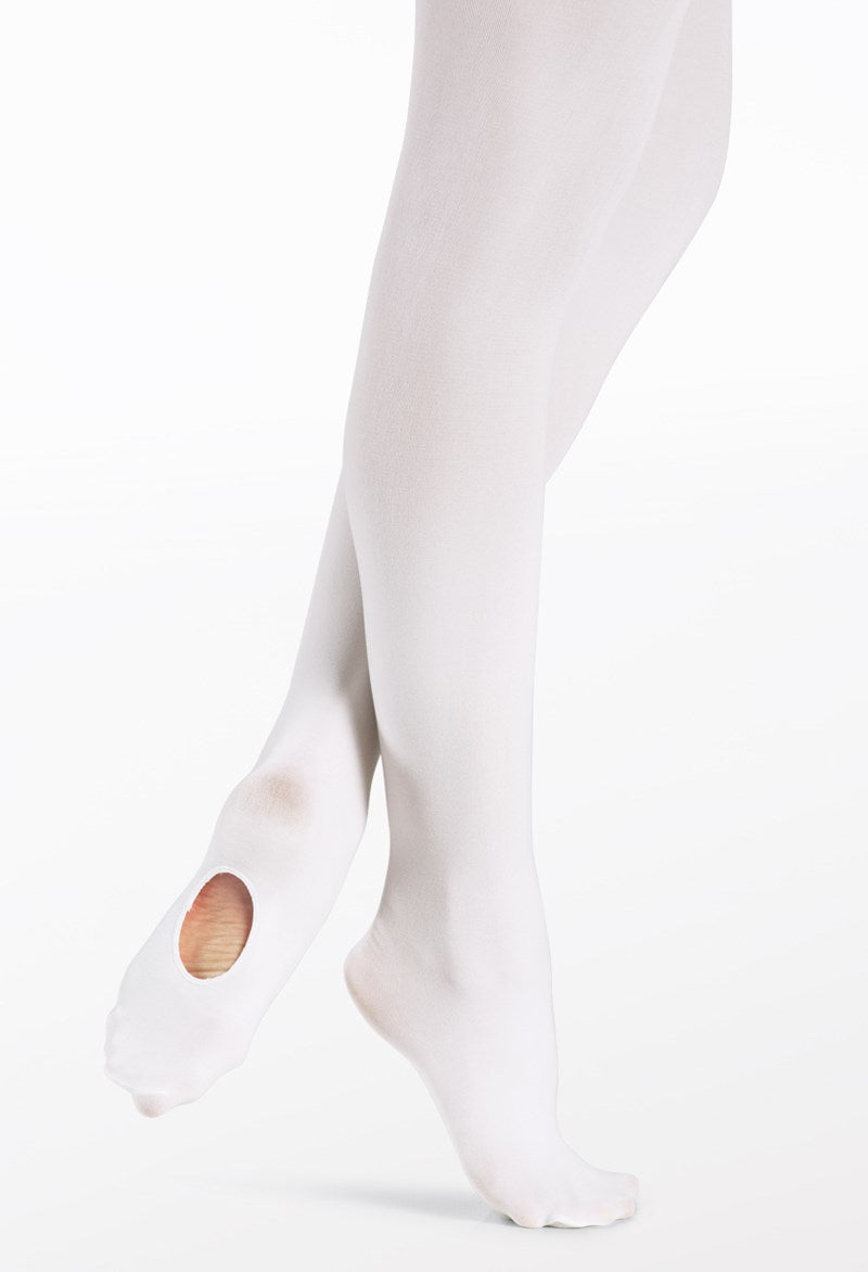 Adult Convertible Tights | 2-in-1 Cropped & Footed Hosiery White