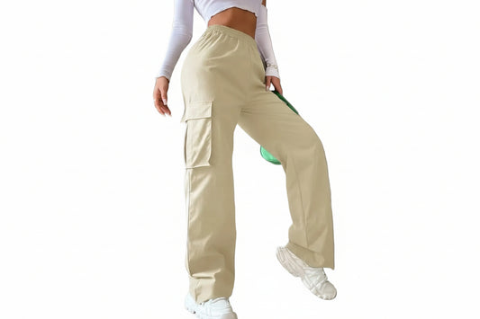 Women's Chinos Cargo Mid Waist Pants Beige