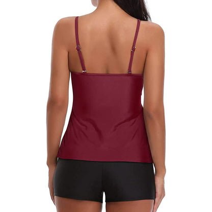 Ruffle Tankini Two-Piece Swimsuit | Tummy Control High-Waist Boyshort Set
