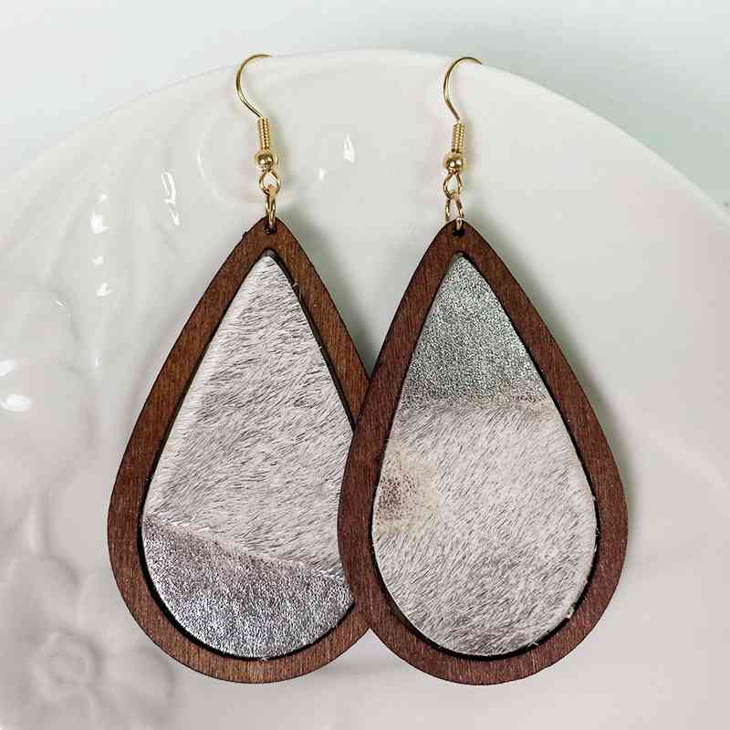 Boucles d'oreilles pendantes en bois en forme de larme pour femmes