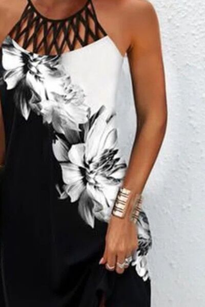 Printed Grecian Neck Mini Dress