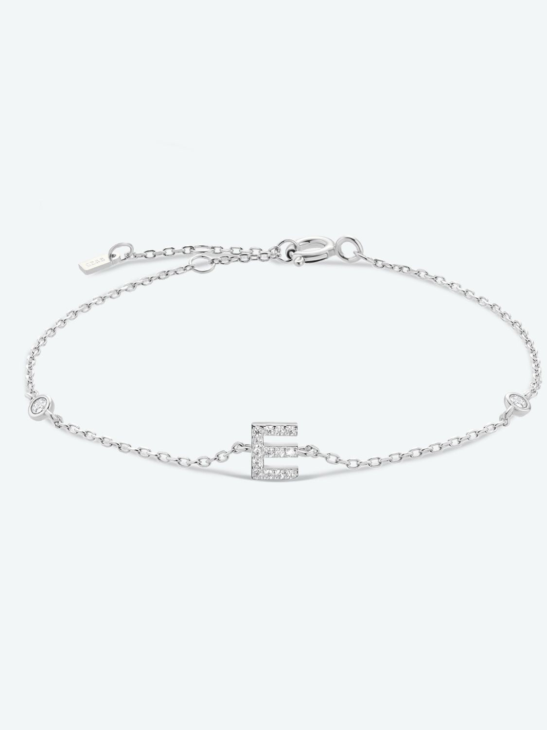 Pulsera de plata de ley 925 con circonitas de la A a la F para mujer