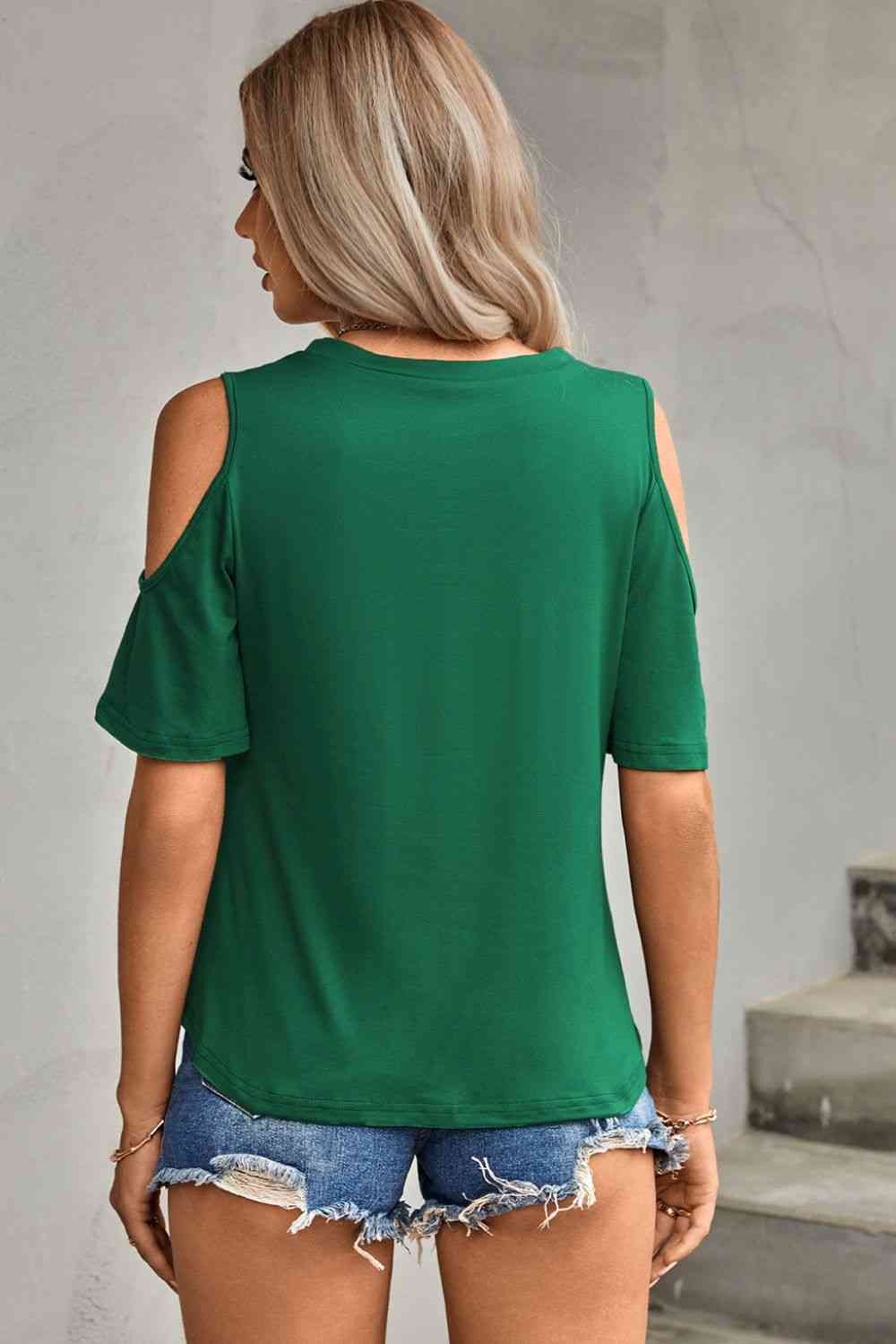 Women's Tied Cutout Cold-Shoulder Top