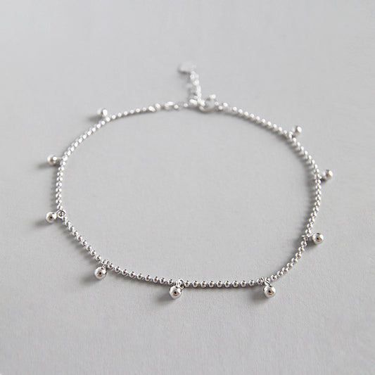Chaîne de perles pendantes à la mode pour femmes, bracelet de cheville en argent sterling 925