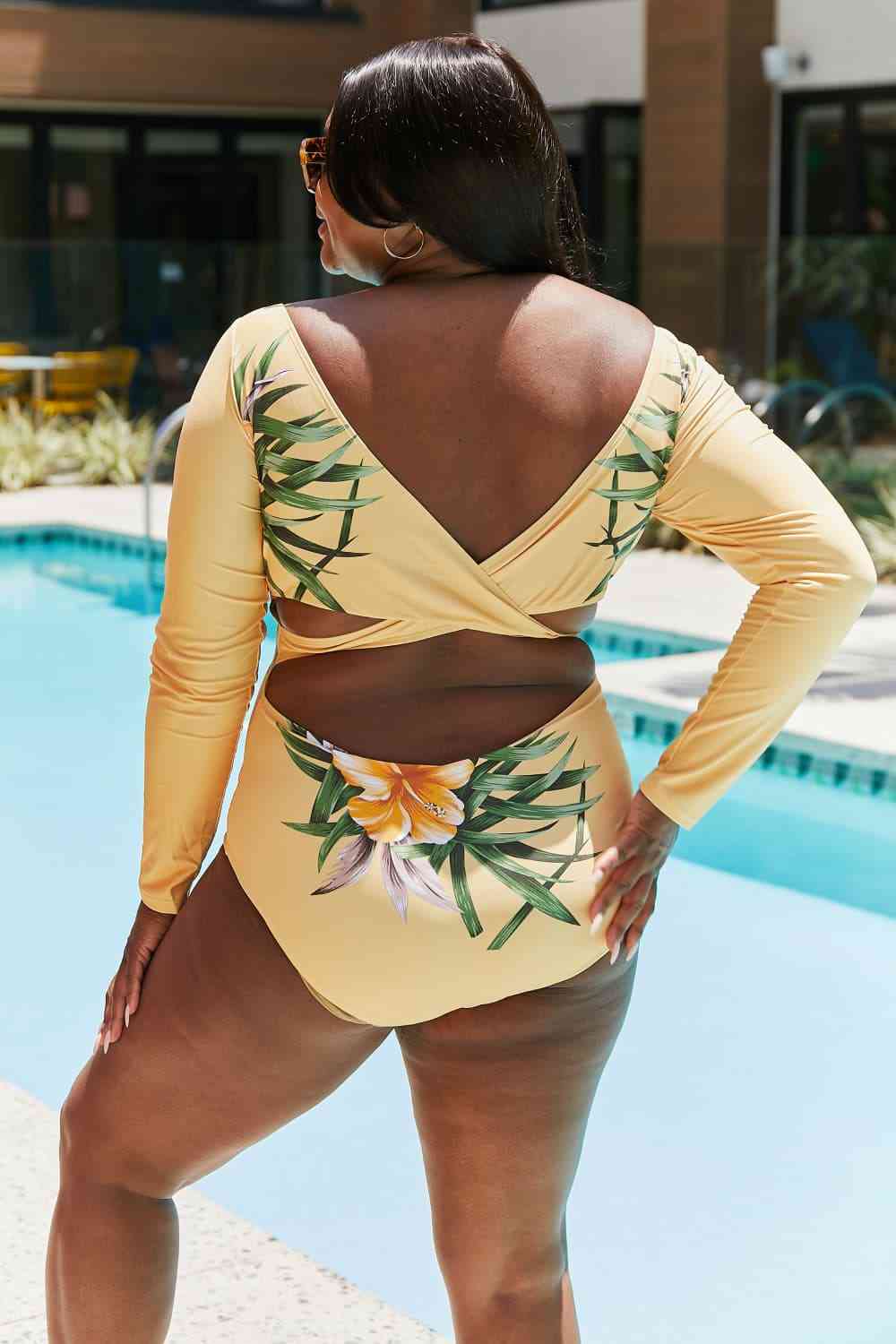 Marina West Swim Plus Size Cool Down Long Sleeve One-Piece Swimsuit