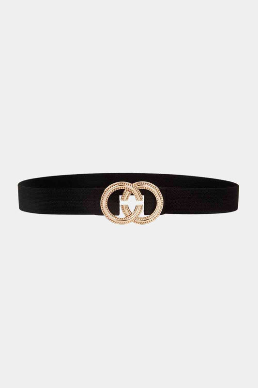 Women's Double Hoop Buckle Elastic Belt