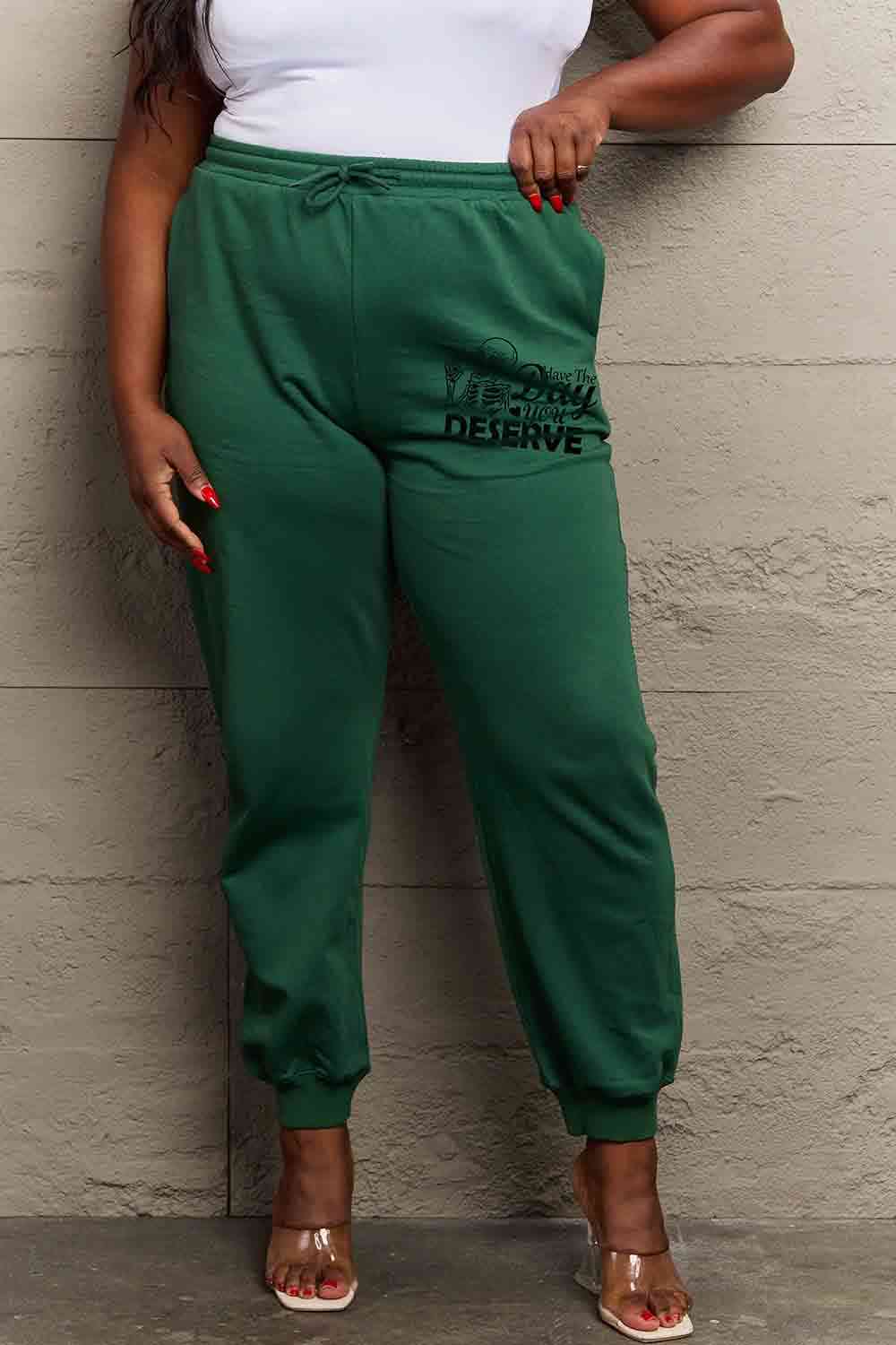 Simply Plus Size HAVE THE DAY YOU DESERVE Graphic Sweatpants