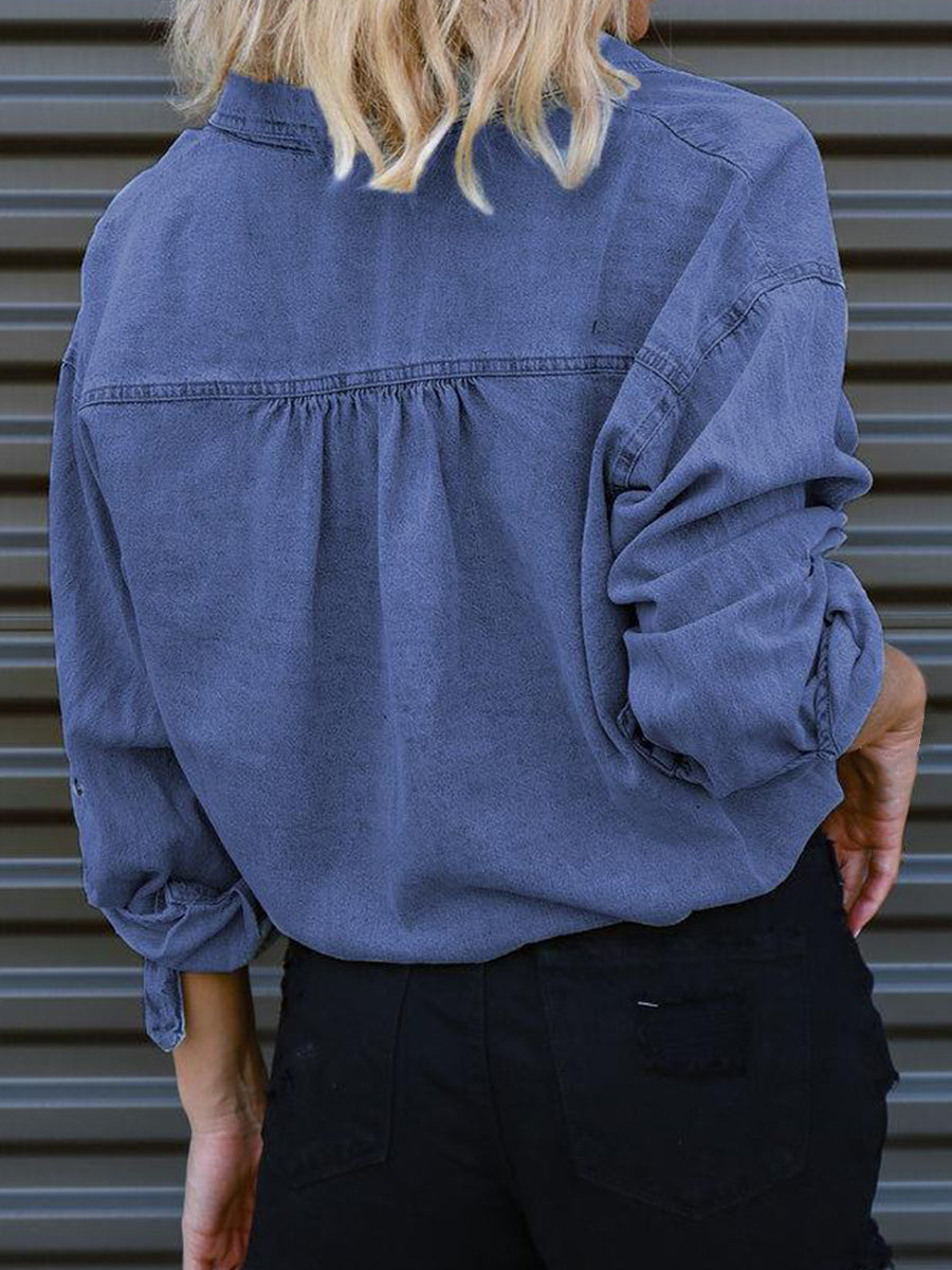 Women's Tie Detail Denim Top