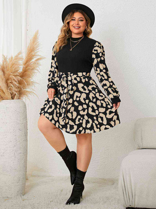 Plus Size Opaque Splicing Mini Dress