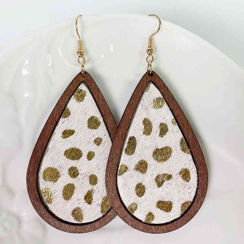 Boucles d'oreilles pendantes en bois en forme de larme pour femmes