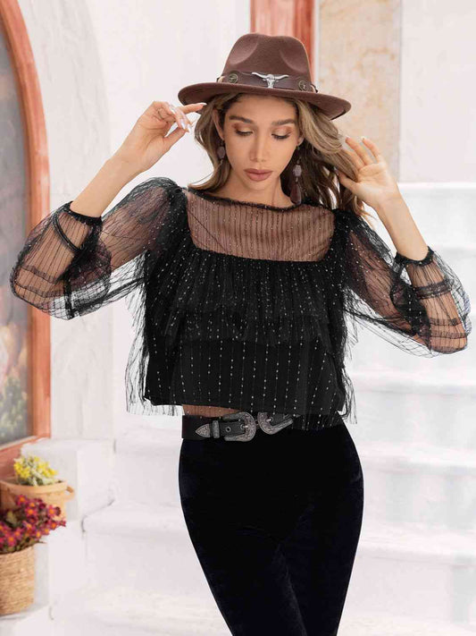 Women's Round Neck Layered Long Sleeve Blouse