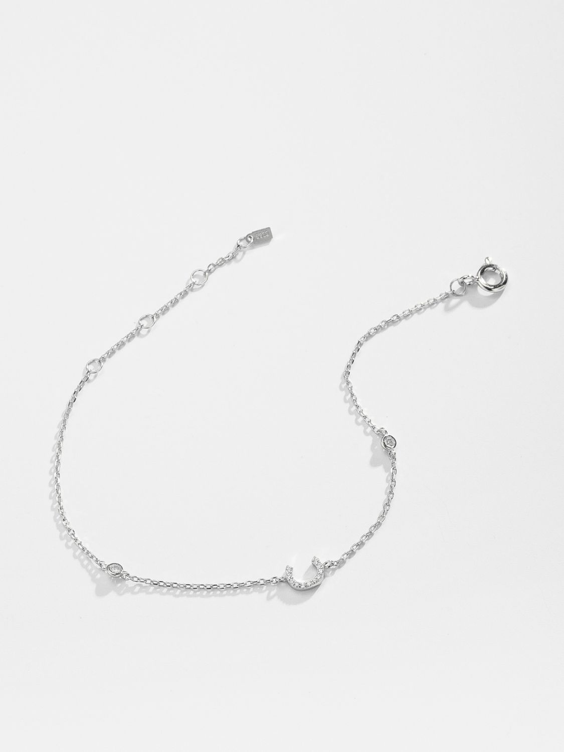 Pulsera de plata de ley 925 con circonitas de la A a la F para mujer