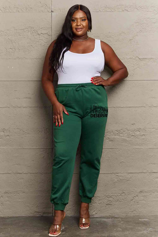 Simply Plus Size HAVE THE DAY YOU DESERVE Graphic Sweatpants