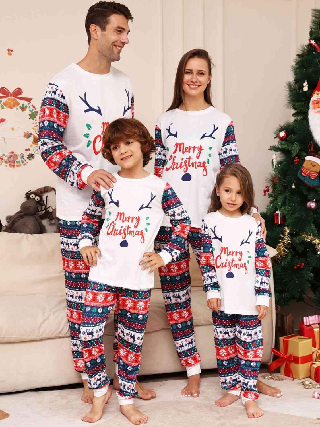 Conjunto de pijama unisex con top y pantalones MERRY CHRISTMAS talla grande