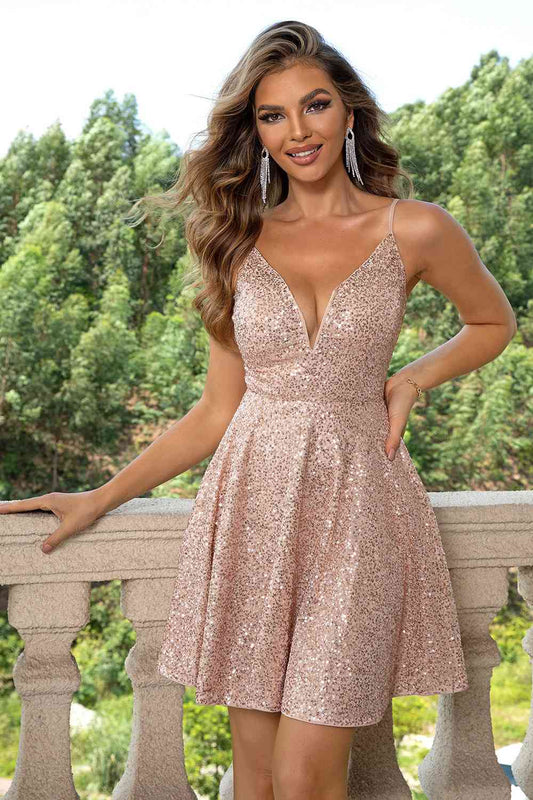 Women's Sequin Spaghetti Strap Mini Dress