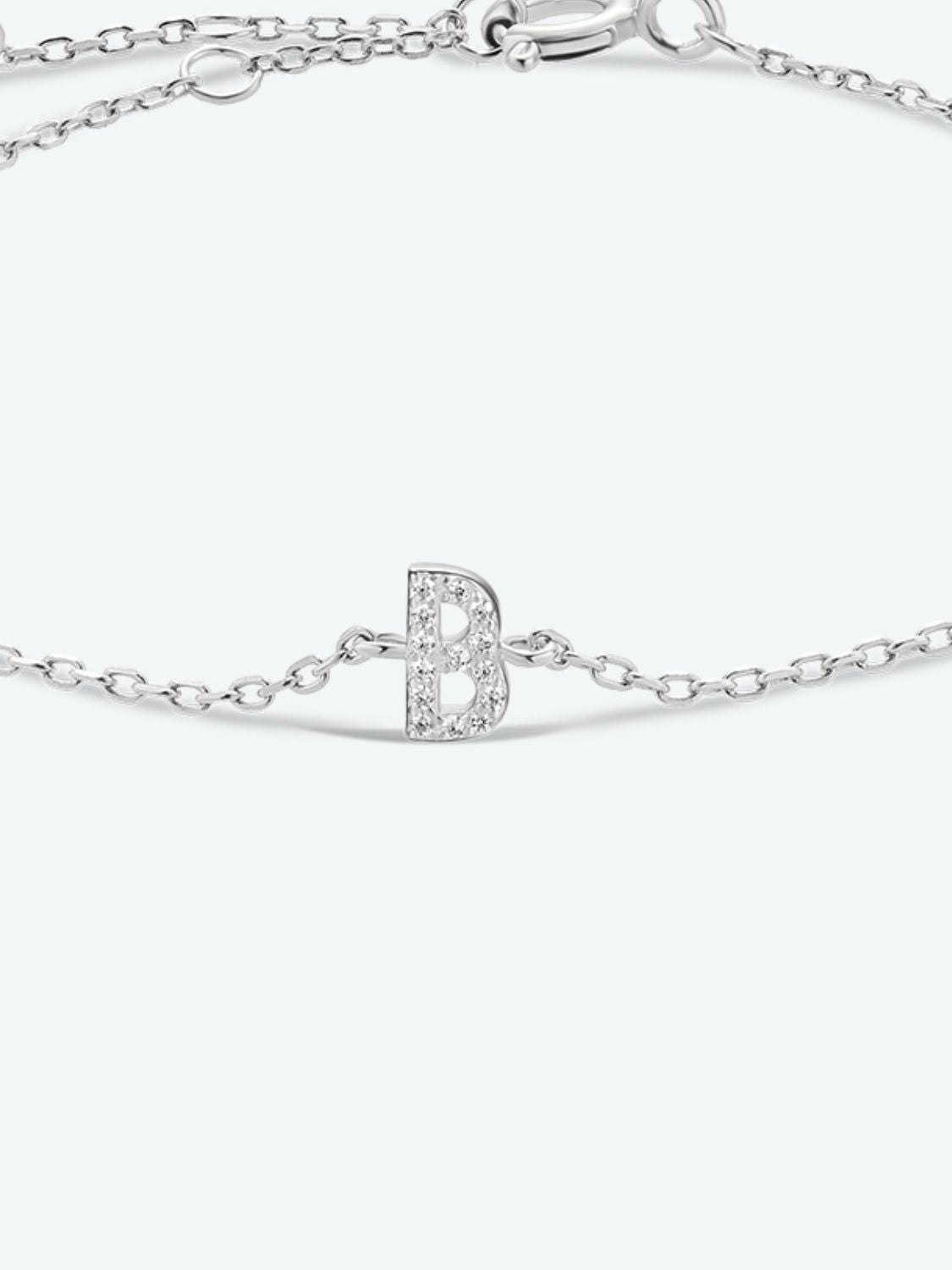 Pulsera de plata de ley 925 con circonitas de la A a la F para mujer