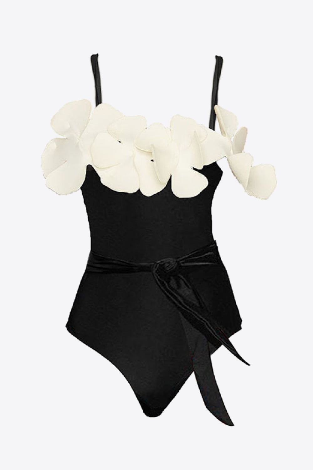 Maillot de bain une pièce à détails de fleurs contrastées pour femmes